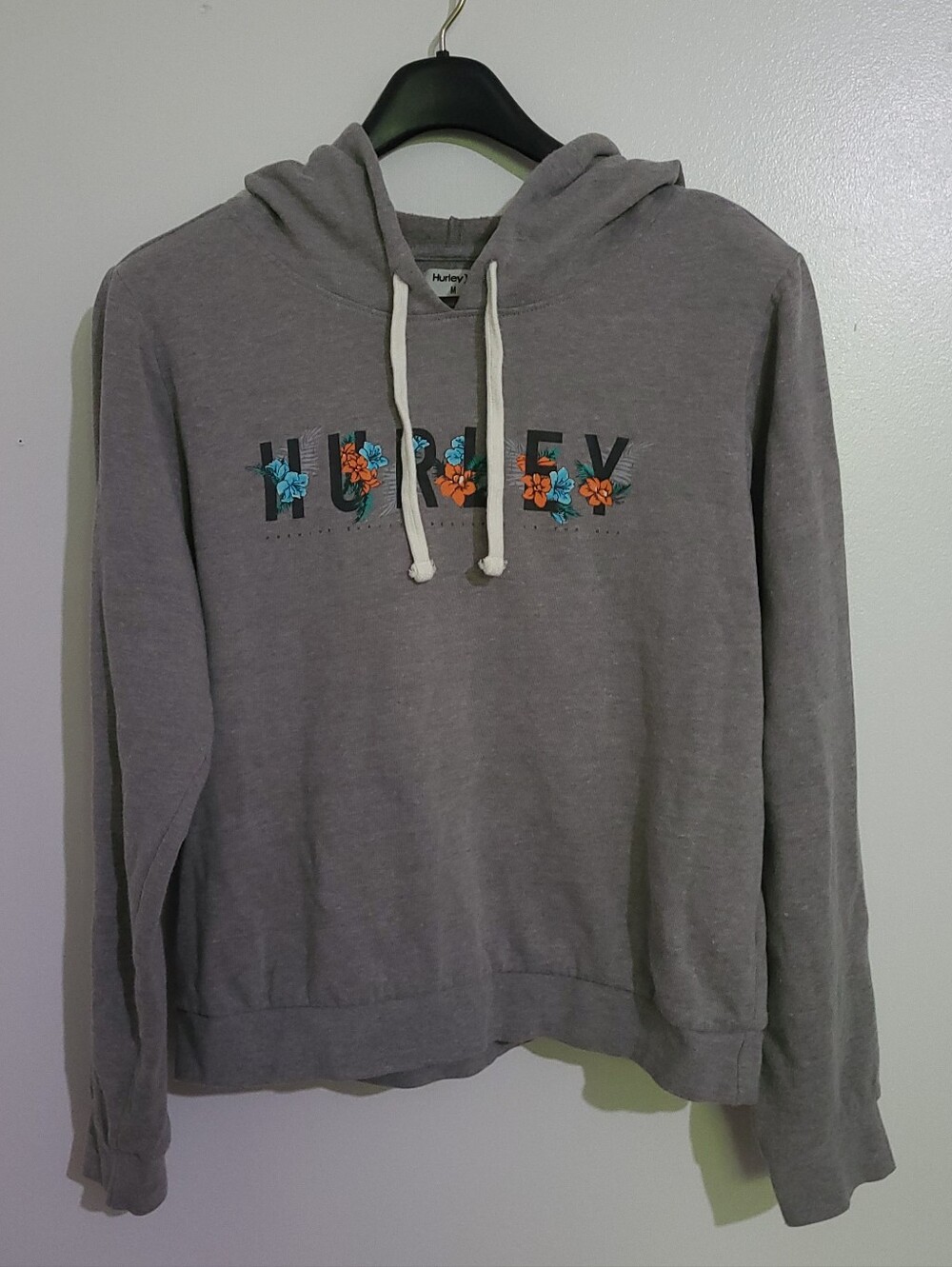 Hurley Heather Gray Graphic Hoodie Size M